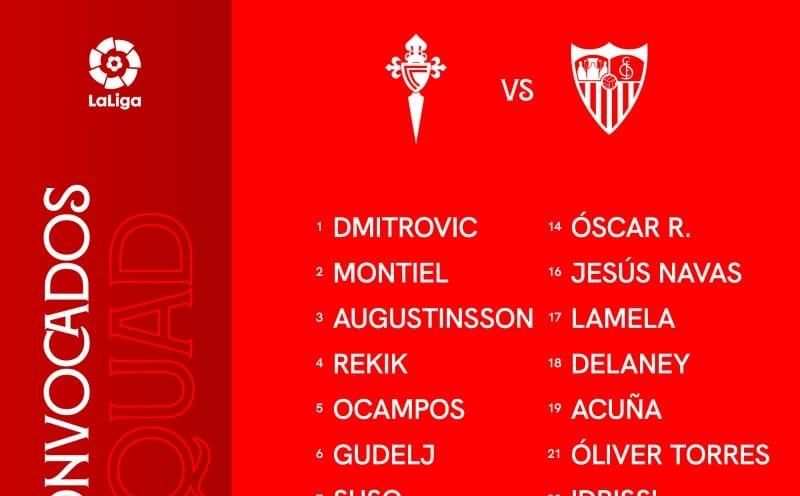 Lista del Sevilla para Vigo: más bajas de las esperadas atrás y arriba