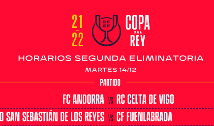 Horarios y TV confirmados para la segunda eliminatoria de la Copa del Rey