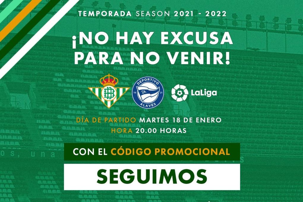 El Betis trabaja con la idea de poder jugar ante el Alavés en el Benito Villamarín... "Y no hay excusa para faltar"