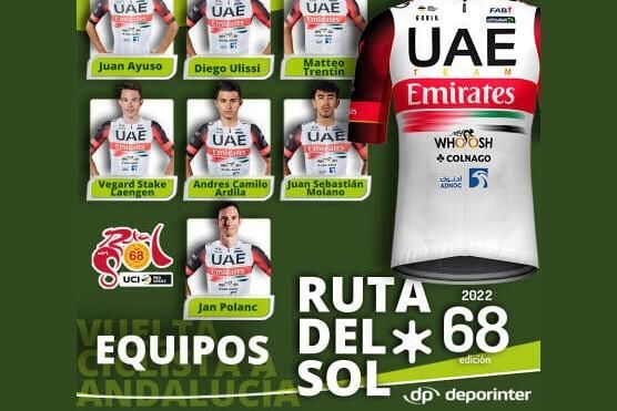 Juan Ayuso y el campeón de Europa Matteo Trentin liderarán UAE Ruta del Sol en la Vuelta a Andalucía