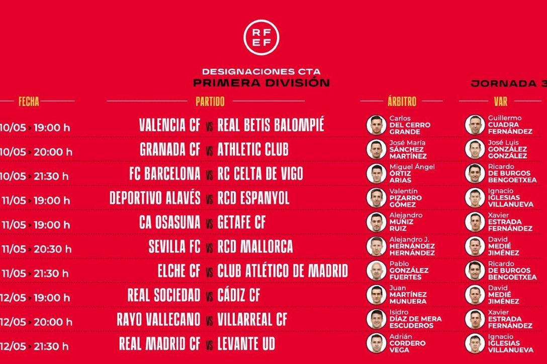 El que dirigió el derbi sevillano, uno con buenos números... los árbitros de la Jornada 36ª