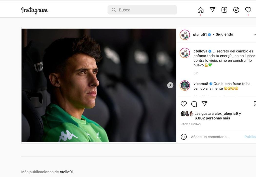 La reflexión de Tello sobre los cambios y el futuro que parece confirmar su adiós al Betis