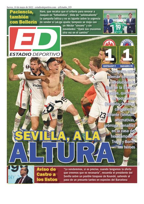 La portada de ESTADIO Deportivo para el jueves 19 de mayo de 2022