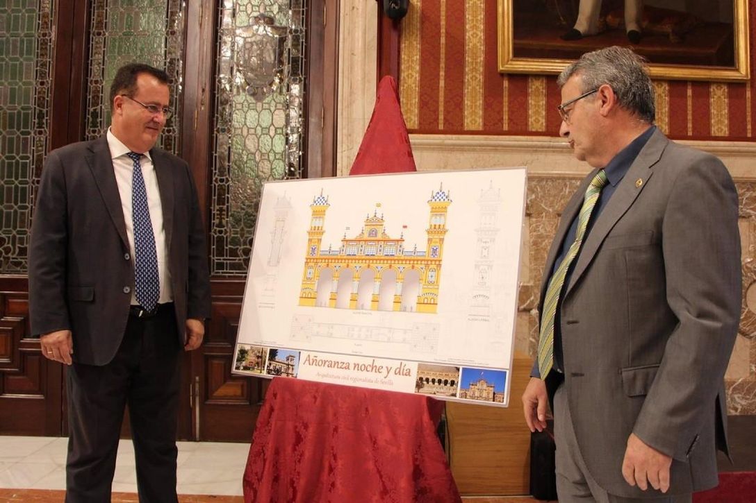 La Plaza de España y el edificio Coliseo inspiran la portada de la Feria de 2023