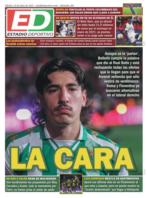 La portada de ESTADIO Deportivo para el sábado 18 de junio de 2022