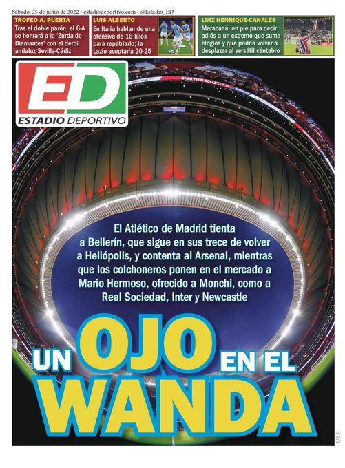 La portada de ESTADIO Deportivo para el sábado 25 de junio de 2022