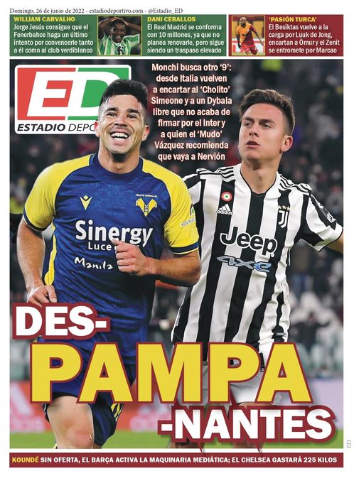 La portada de ESTADIO Deportivo para el domingo 26 de junio de 2022
