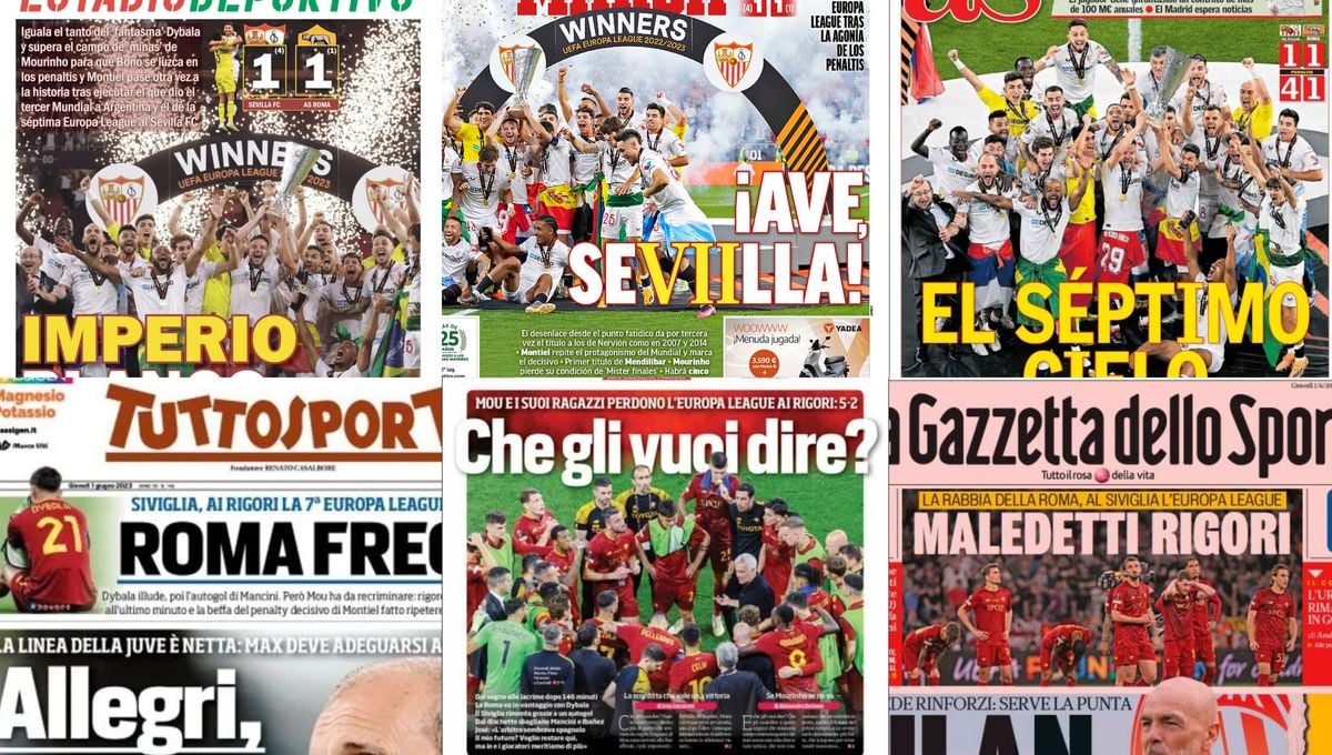 'Imperio blanco y rojo', 'El séptimo cielo', ¡Ave, Sevilla!... Las portadan se rinden al 'Rey' de la Europa League