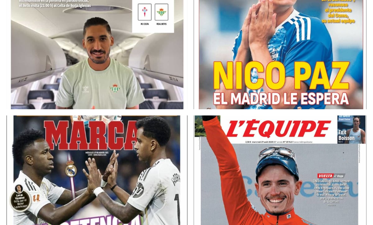 El día de Álvaro Valles, competencia extrema en el Real Madrid, Nico Paz es una opción, vienen a por Fermín...así vienen las portadas