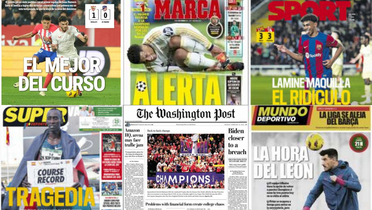 Isaac Romero, decisivo; El Barça se estrella de nuevo; Kiptum, la SuperBowl… así vienen las portadas