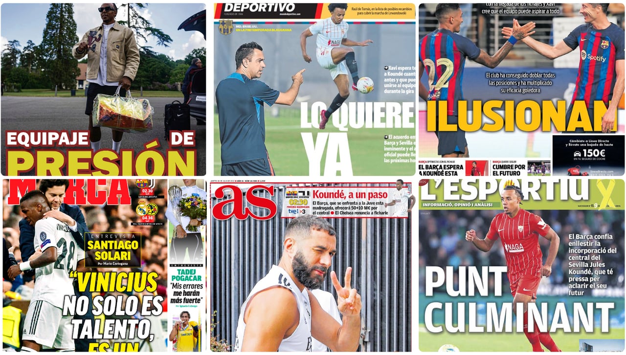 Todas las versiones posibles del 'caso Koundé', en las portadas del martes 26 de julio