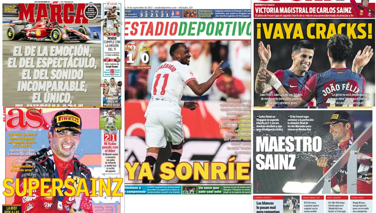 Carlos Sainz, Lukébakio y los 'Joaos', protagonistas de las portadas