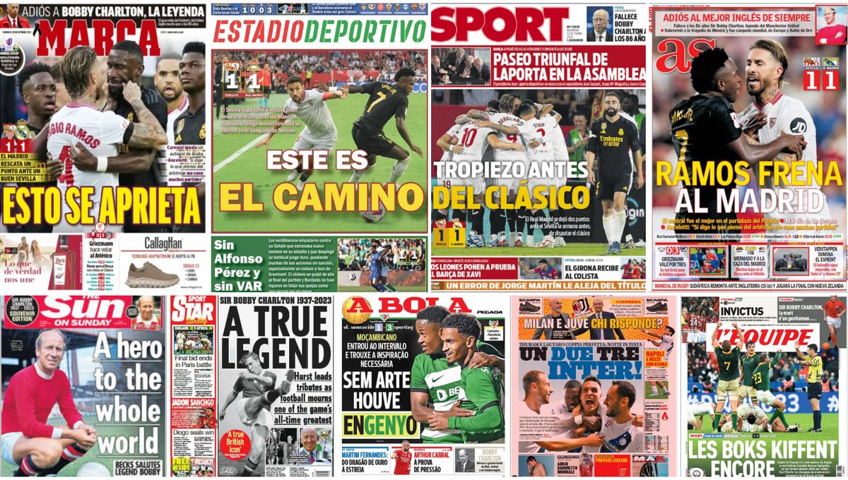 Polémico Sevilla - Real Madrid, agresión a Isco, Remiro, Charlton... portadas del domingo 22 de octubre de 2023