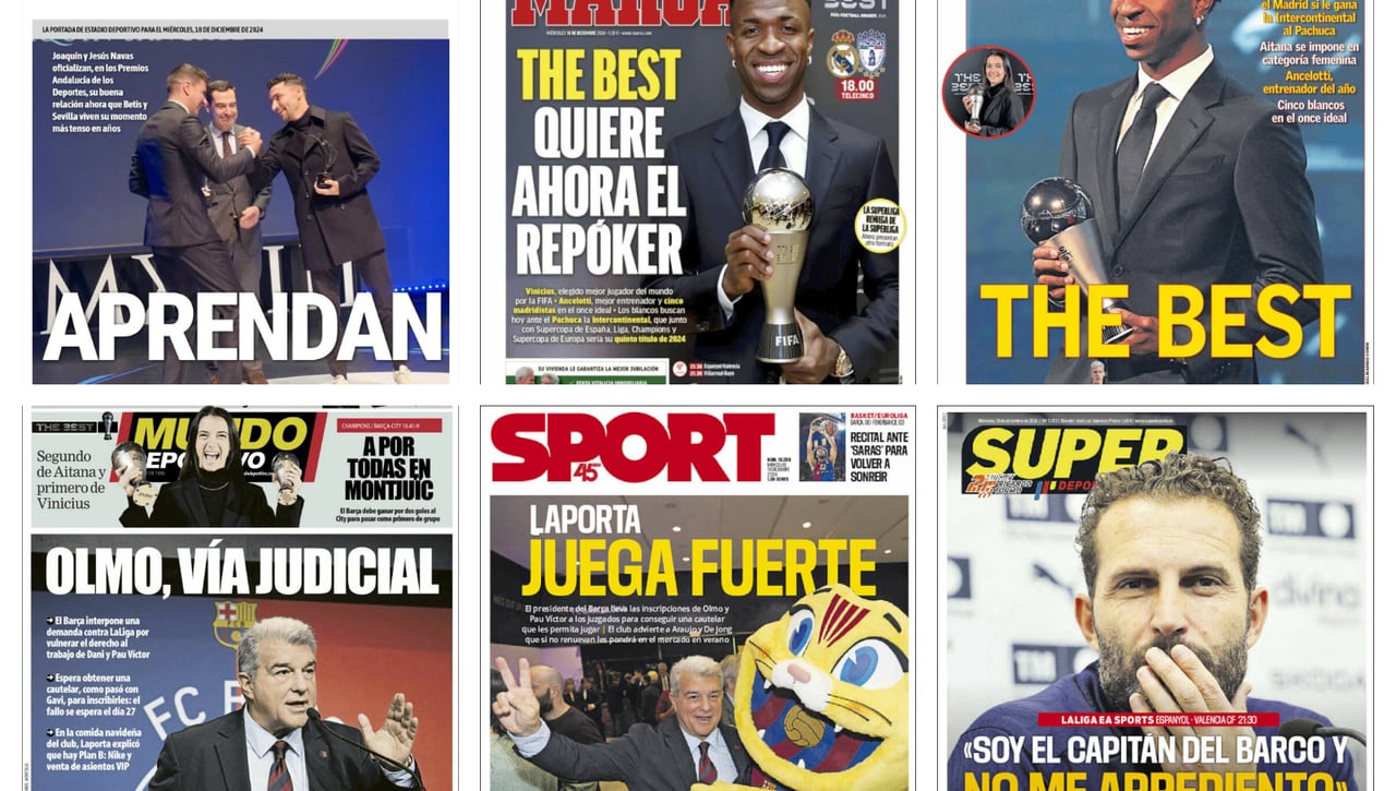 La victoria de Vinicius y Aitana, el cariño entre Navas y Joaquín y la inscripción de Dani Olmo: así vienen las portadas