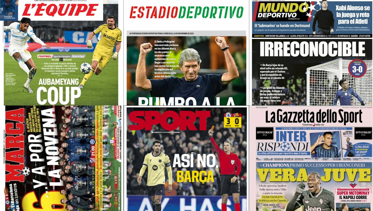 La derrota del Barcelona en Stamford Bridge, las previas de Atlético y Real Madrid... así vienen las portadas