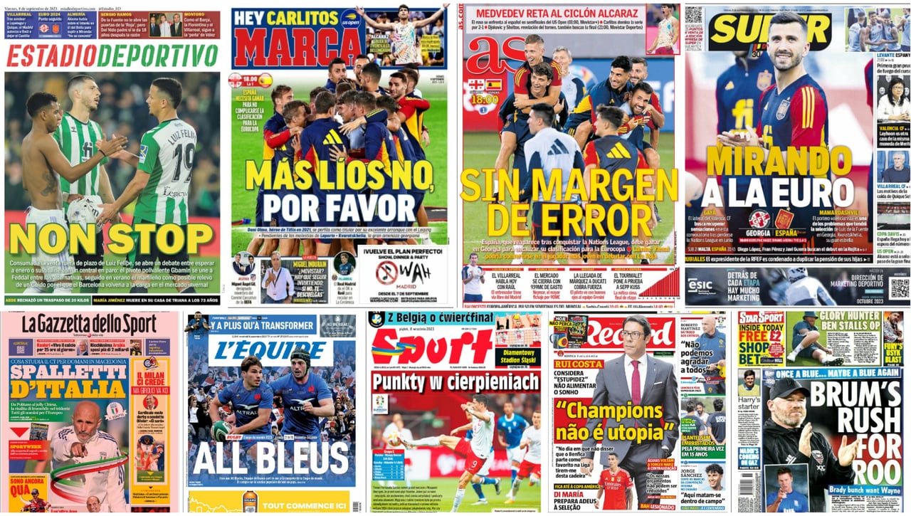 Adiós a Luiz Felipe, la verdad del 'caso Ramos', Georgia - España, Alcaraz... las portadas del viernes 8 de septiembre