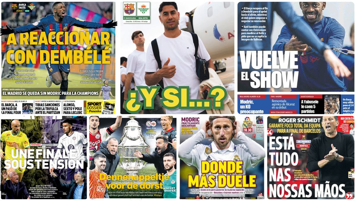 Ayoze, Mendilibar, Juanmi, Dembélé, Modric, Benzema, Tiago Santos... las portadas del sábado 29 de abril
