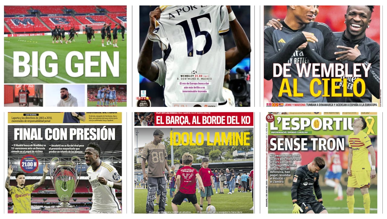 La final de la Champions, la situación del Barcelona, el mercado de fichajes…  así vienen las portadas del sábado
