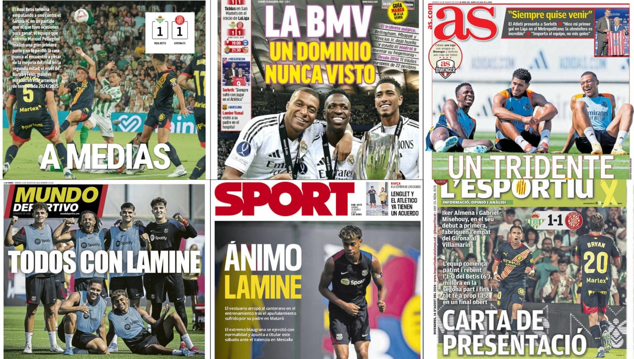 El nuevo ataque del Real Madrid, Lamine Yamal, El inicio de LaLiga… Así vienen las portadas hoy