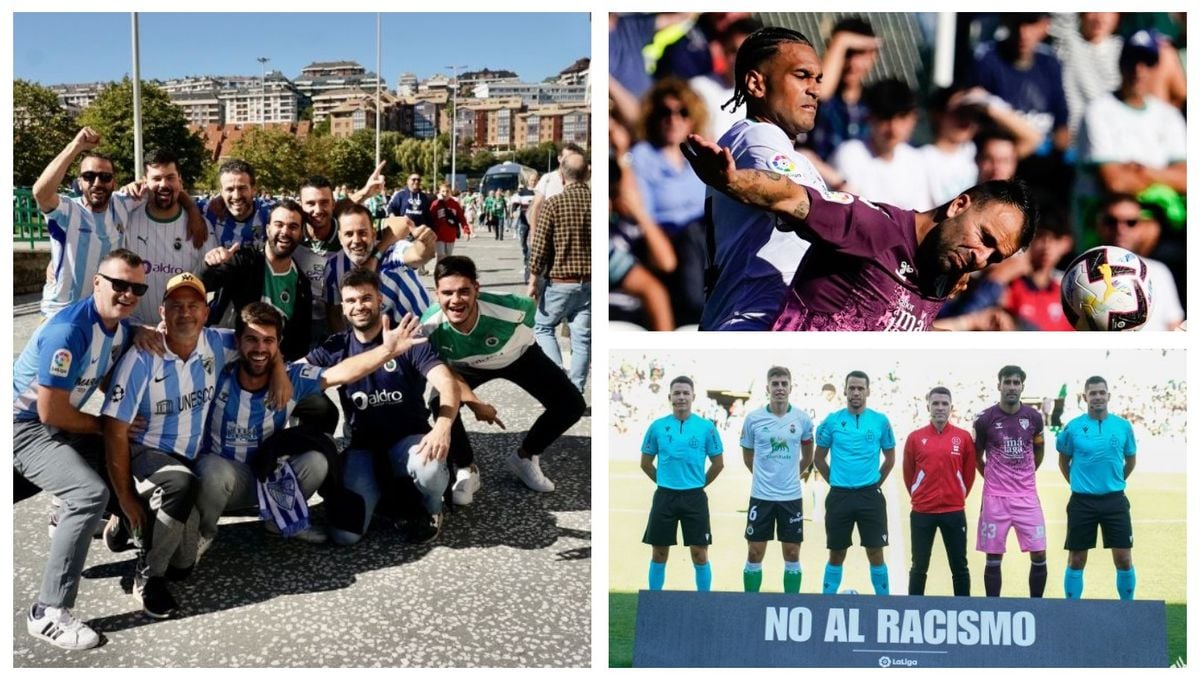 La batalla campal, la lección de los aficionados pacíficos... las imágenes del Racing-Málaga CF