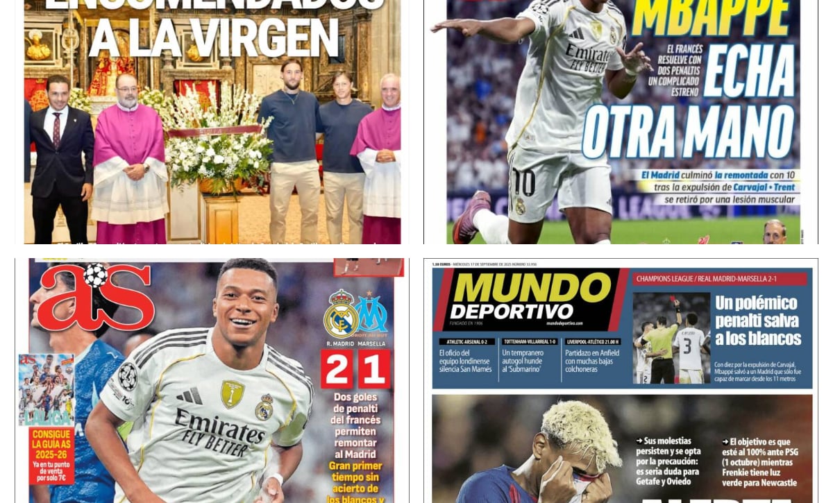 El Sevilla se encomienda a la virgen, Mbappé puede solo, desastre español en Champions, el turno del Atlético...así vienen las portadas