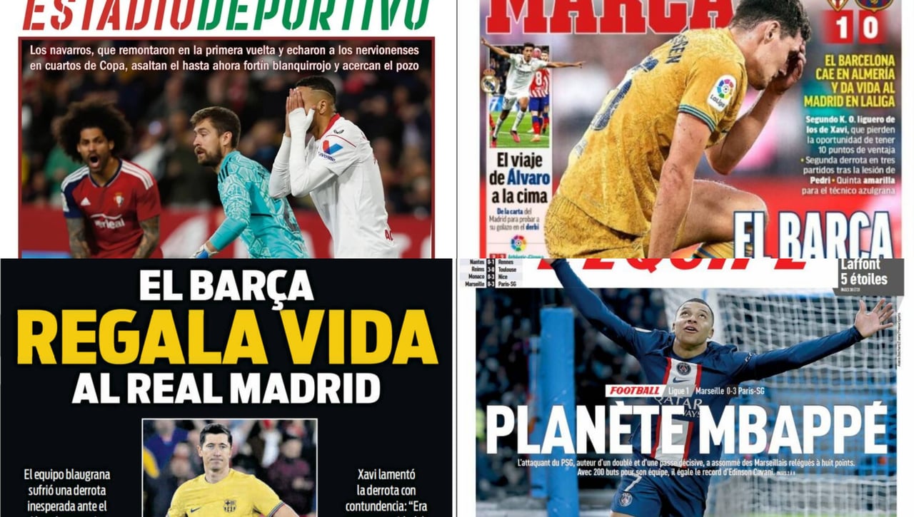 El Sevilla tropieza en la misma piedra, el Barça da vida al Real Madrid... Así vienen las portadas