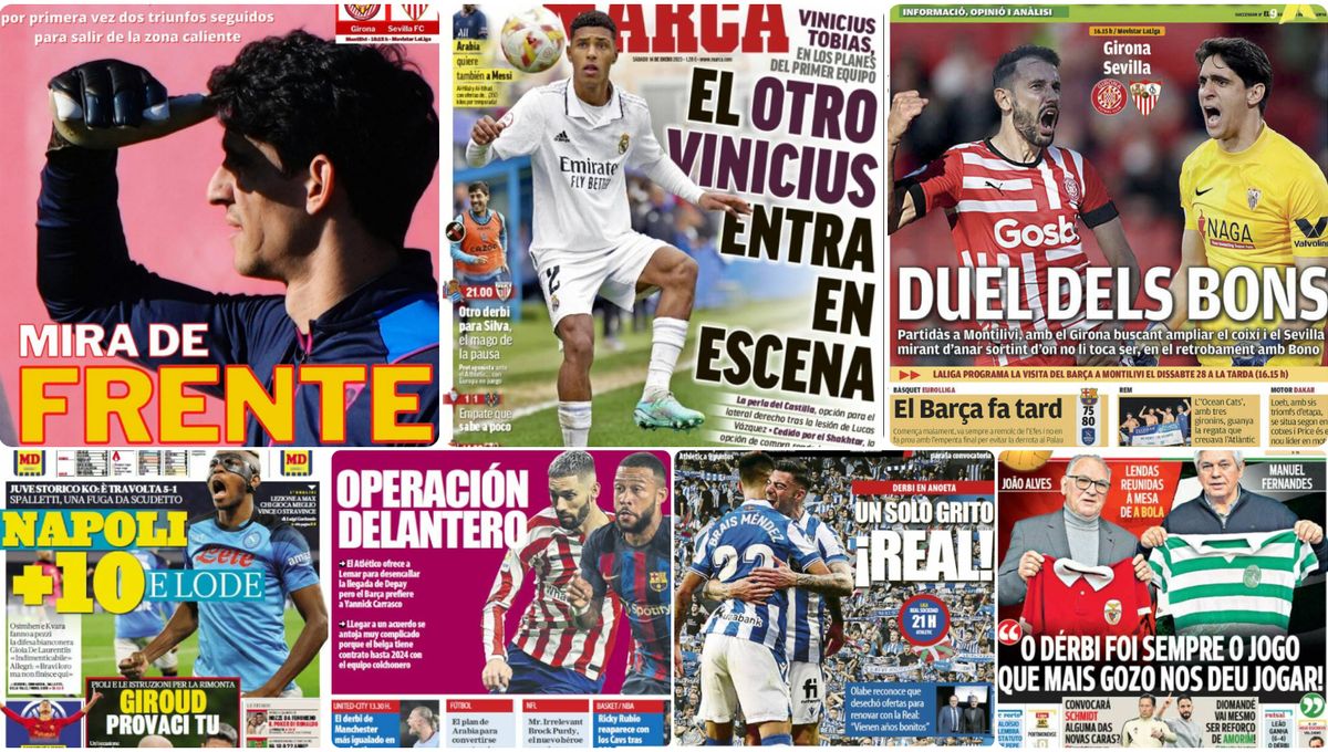 El Girona-Sevilla, los otros Vinícius, Luiz Henrique, 'Operación delantero', derbi vasco... las portadas del sábado