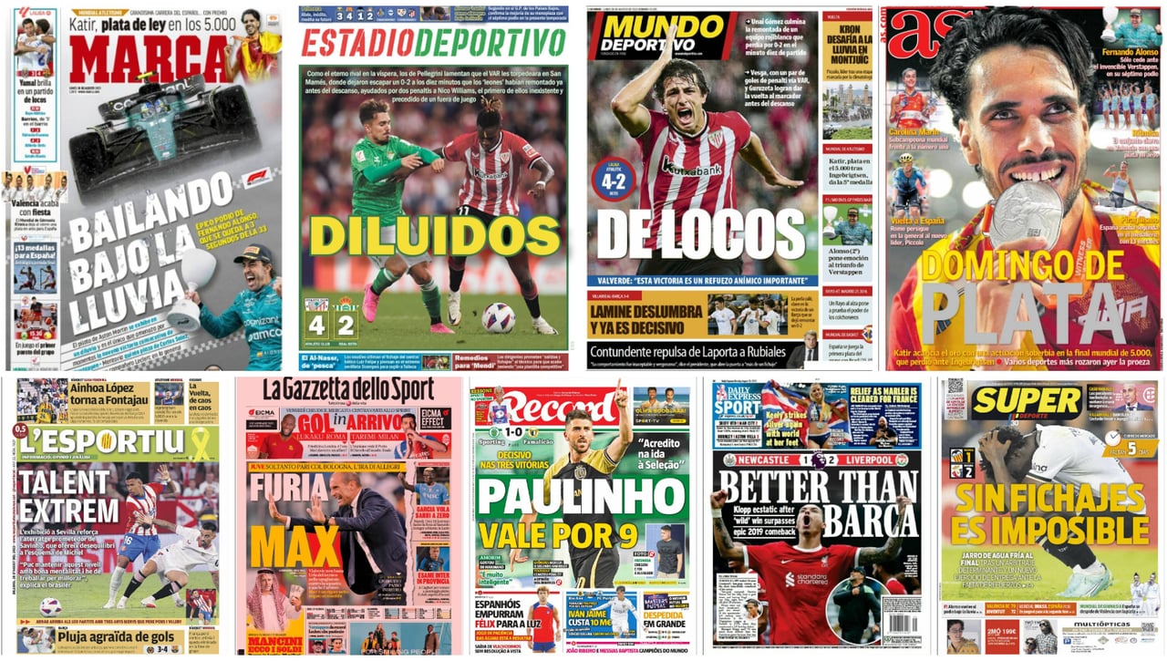 Otro lío del VAR, domingo plateado, rozando la 33, fichajes para Mendi, Lamine... portadas del lunes 28 de agosto 
