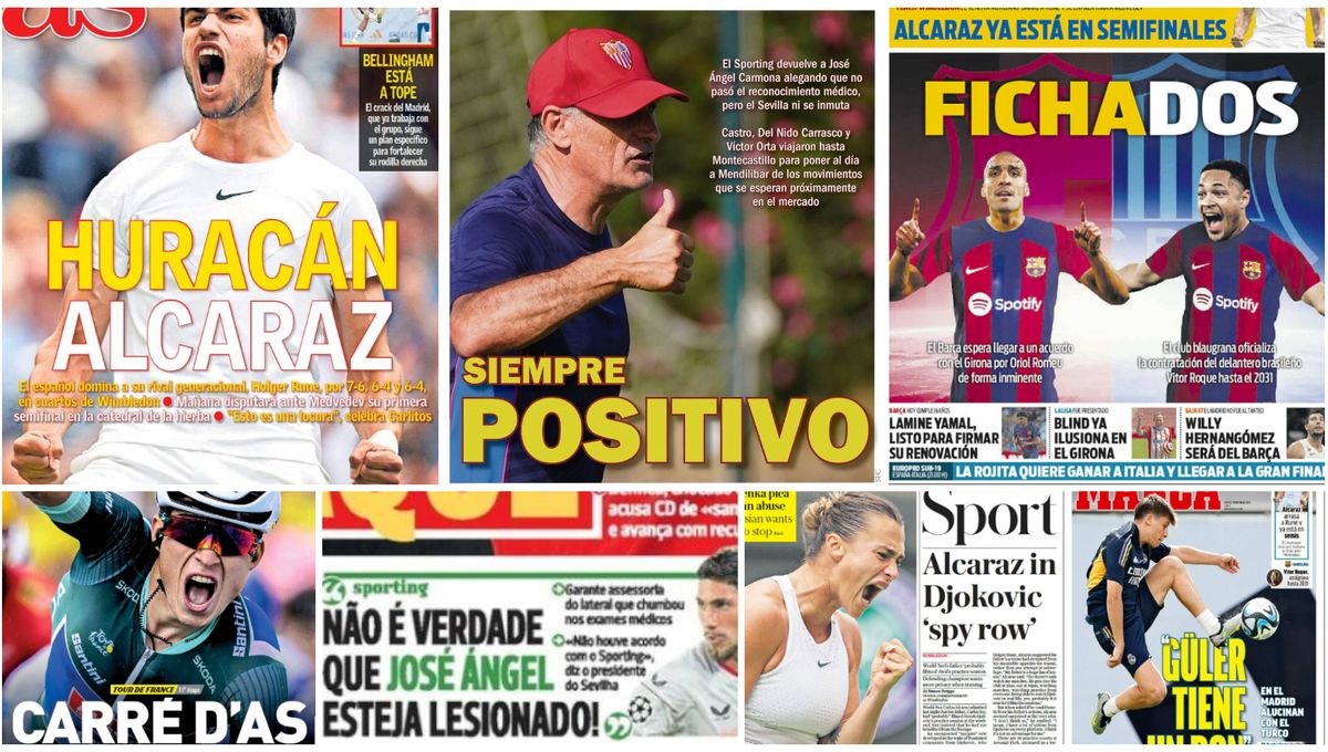 El 'caso Carmona', la vuelta de Fekir, 'Huracán Alcaraz', fichajes del Barça... las portadas del jueves 13 de julio