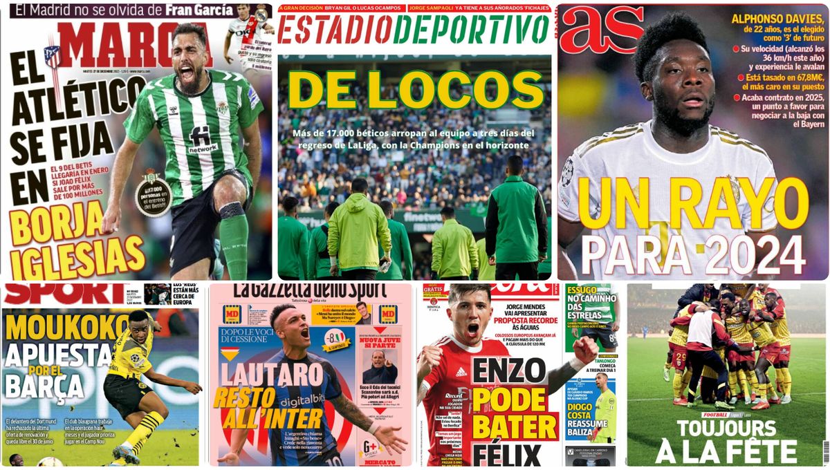 Borja y el Atlético, Ocampos o Bryan, otro Rayo en Madrid, Moukoko culé... las portadas del martes