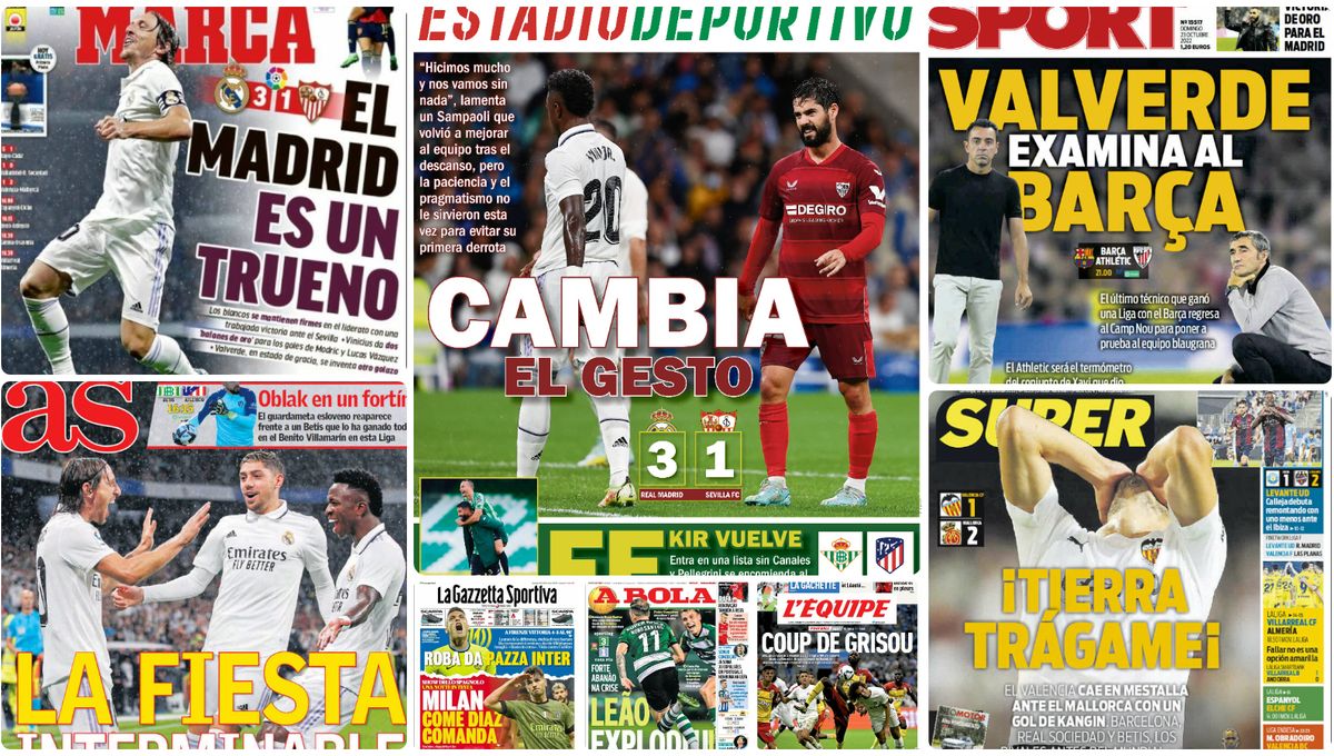 Al Sevilla le cae un trueno; al Cádiz, un Rayo; fe en el Betis; duelo Xavi-Valverde... las portadas del domingo   