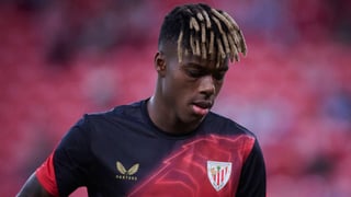 Nico Williams, presente en el entrenamiento del Athletic Club ante las ausencias de Iñaki y Sancet