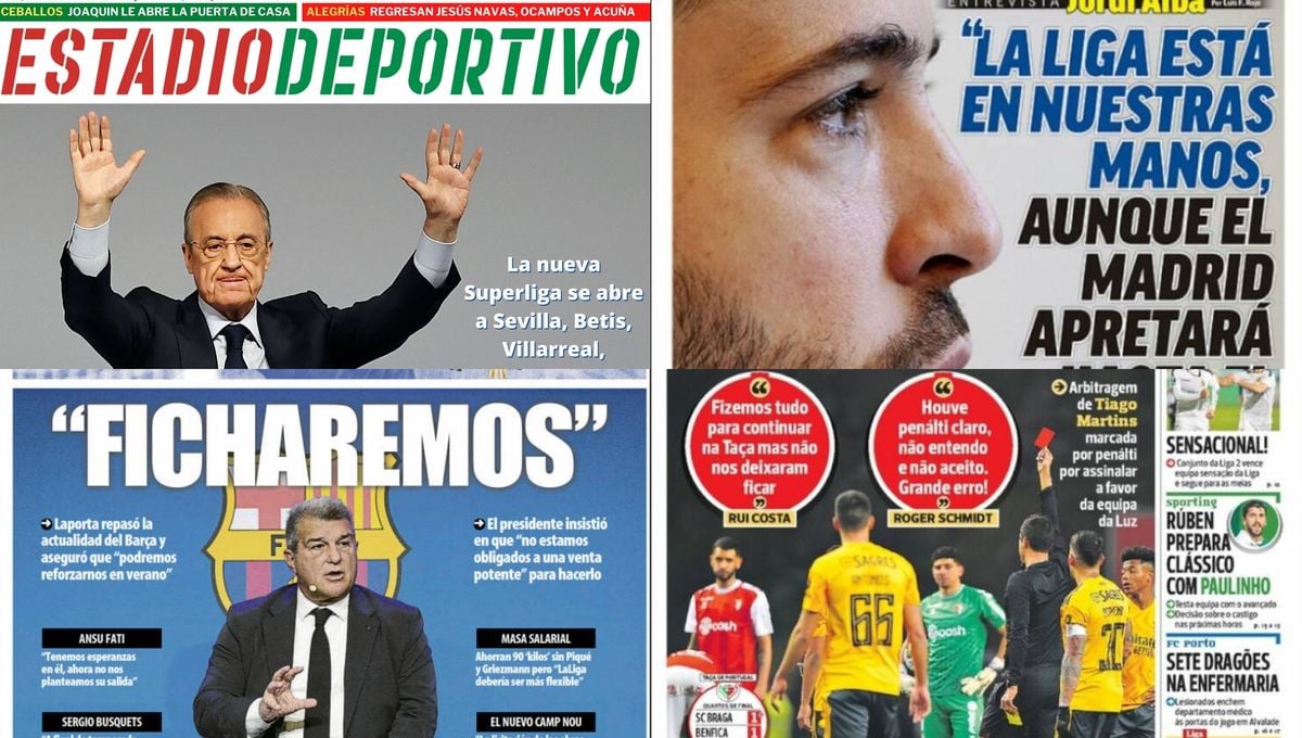 Florentino Pérez, acorralado, recula mientras que Laporta va a por más, las portadas del día