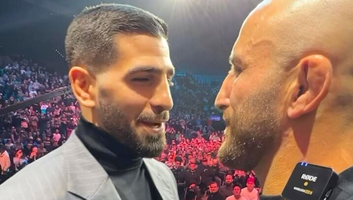 Topuria la lía en el cara a cara con Volkanovski