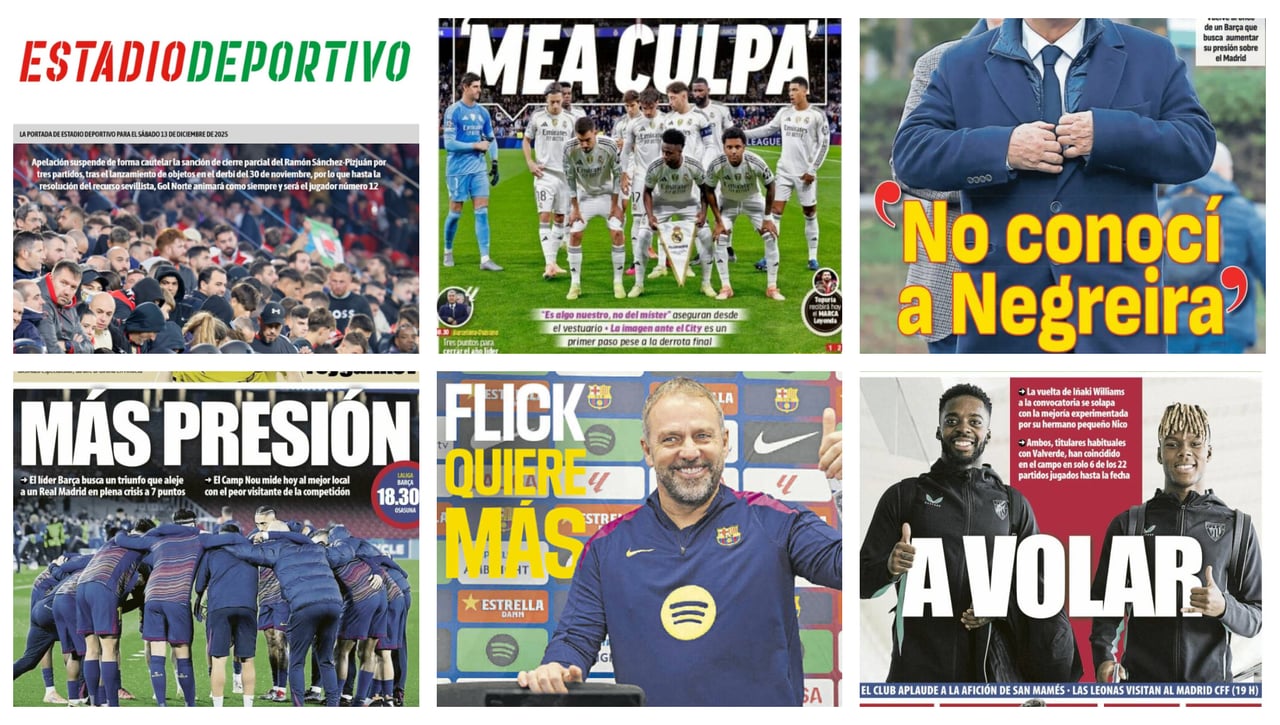 El Sevilla logra que el Sánchez-Pizjuán no se cierre por ahora, el Betis y Fábio Silva, nueva jornada de LaLiga... así llegan las portadas este 13 de diciembre de 2025