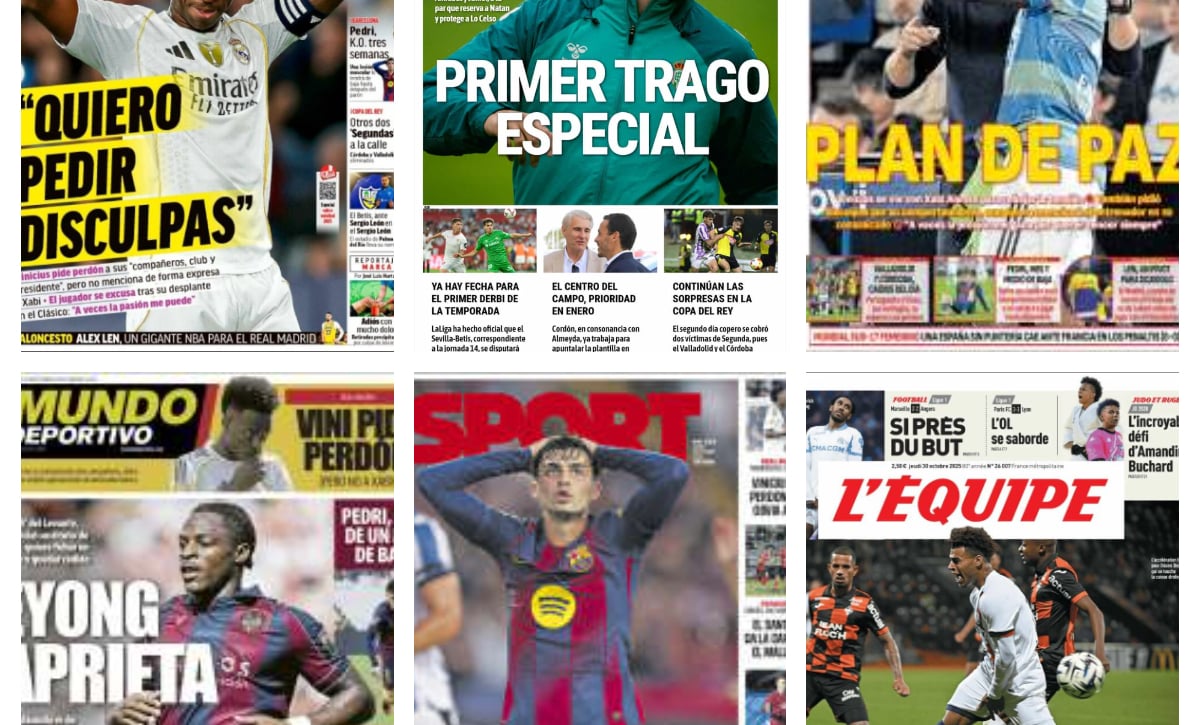El estreno del Betis en Copa del Rey, las disculpas de Vinicius, el fichaje de Etta Eyong...así vienen las portadas