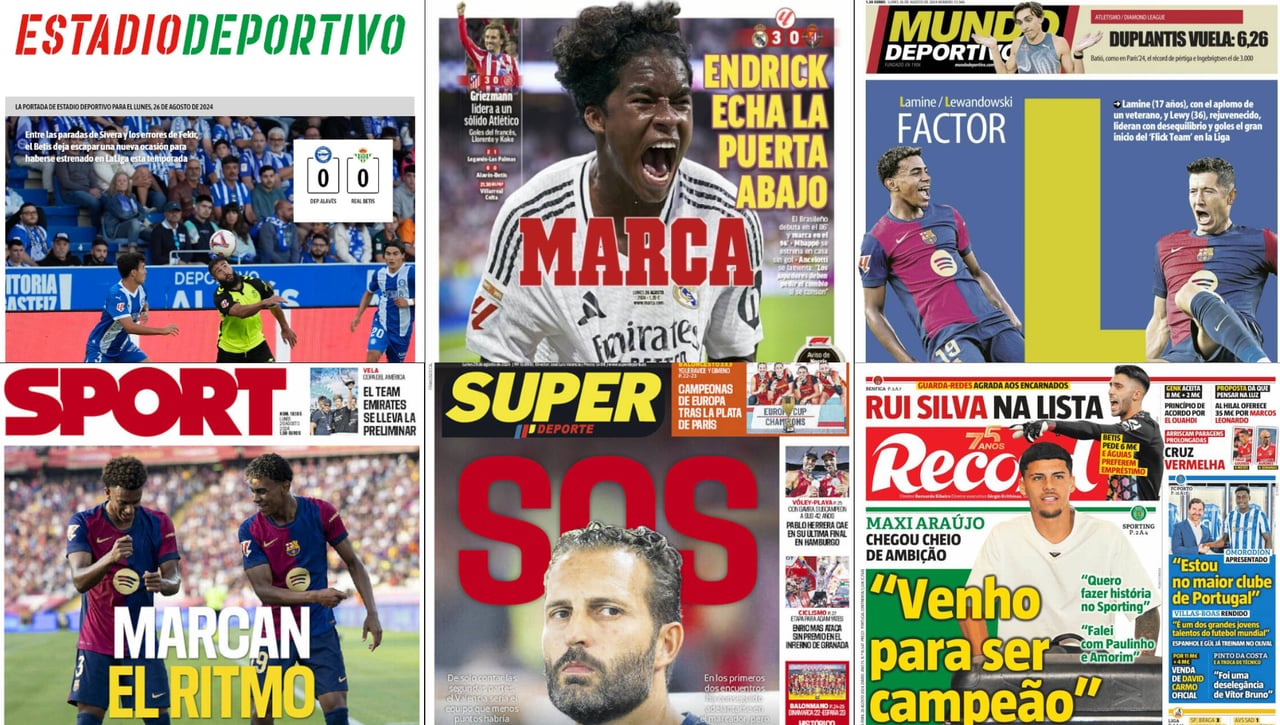 Un Betis negado, Real Madrid y Atleti como un tiro, Endrick, Rui Silva… así vienen las portadas