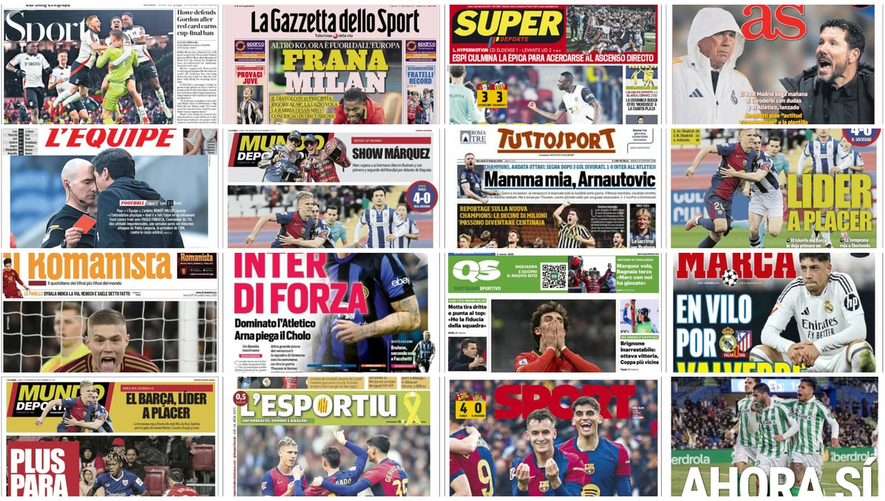 En Madrid pasan página, en Barcelona se recrean con el liderato, Isco 'llama' a De la Fuente... Así vienen las portadas de la prensa deportiva