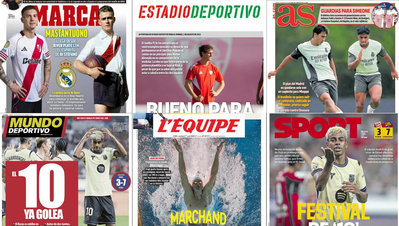 Mastantuono, Lamine Yamal, el Mundial de Natación... así vienen las portadas de hoy