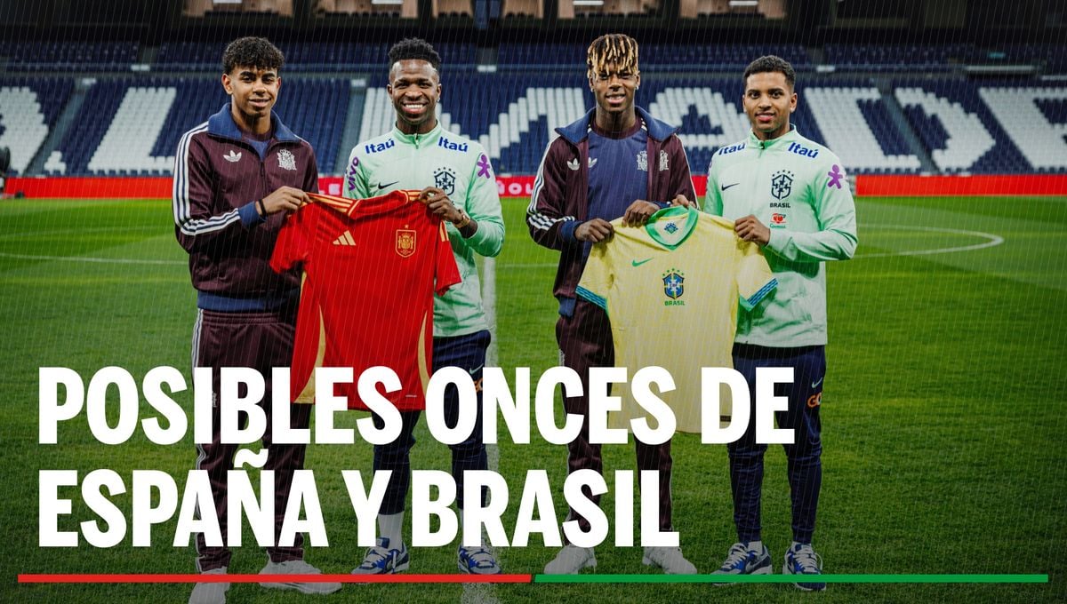 Alineaciones España – Brasil: Alineación posible de España y Brasil en el partido amistoso de hoy