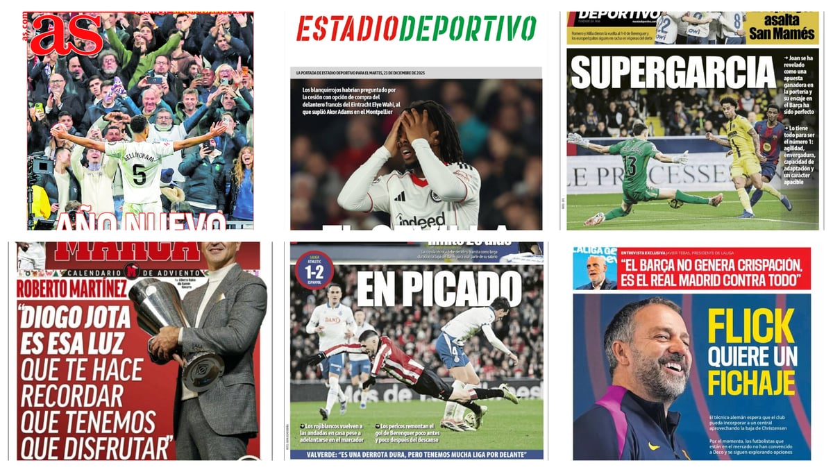 El Sevilla apunta alto en el mercado de fichajes, el Real Madrid espera cambiar el rumbo en 2026, Joan García salva al Barcelona... Así vienen las portadas del 23 de diciembre