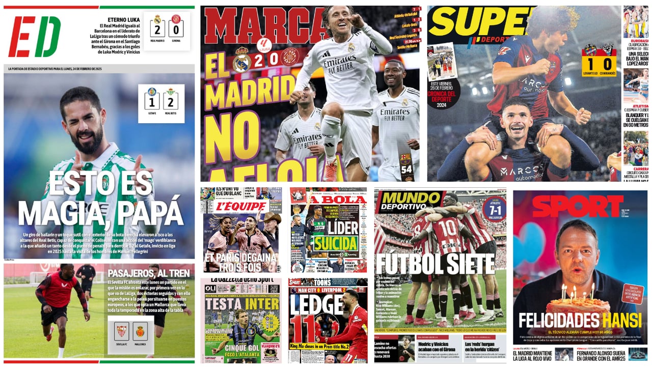 La magia de Isco, el tren del Sevilla, Carlos Álvarez, Assane Diao, Modric, Lamine Yamal... portadas del lunes 24 de febrero de 2025