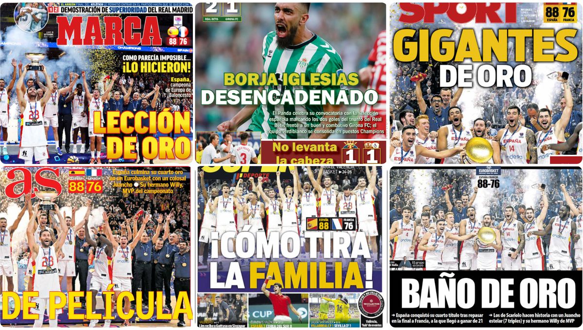 De película, La Familia se baña en oro; Borja lanza al Betis; más dudas en el Sevilla... las portadas del lunes