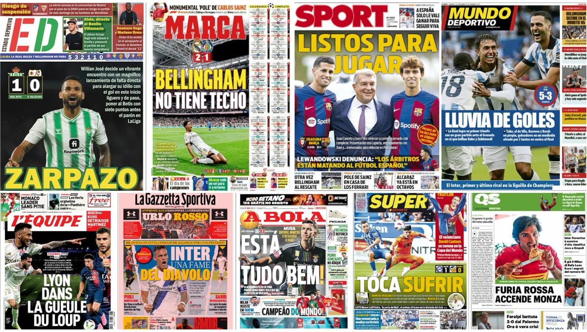 Willian José; el Atlético-Sevilla, en riesgo; Bellingham; dos Joaos... portadas del domingo 3 de septiembre