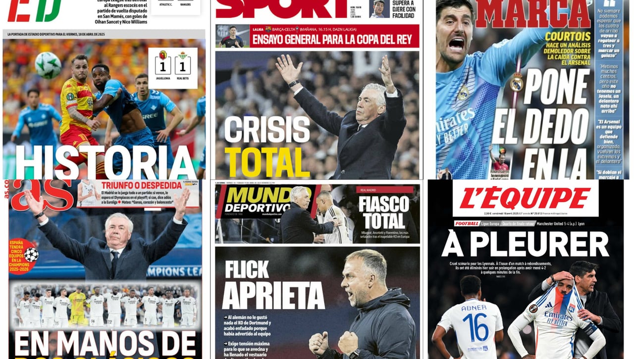 La clasificación histórica del Betis, la posible marcha de Ancelotti... Así vienen las portadas de este Viernes Santo 18 de abril