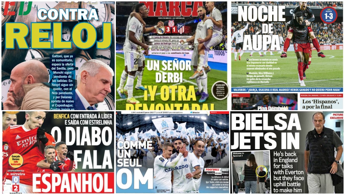 Fichajes de Sevilla y Betis, derbi copero, 'semis' de Aúpa, Ceballos, Bielsa, Dembélé... las portadas del viernes