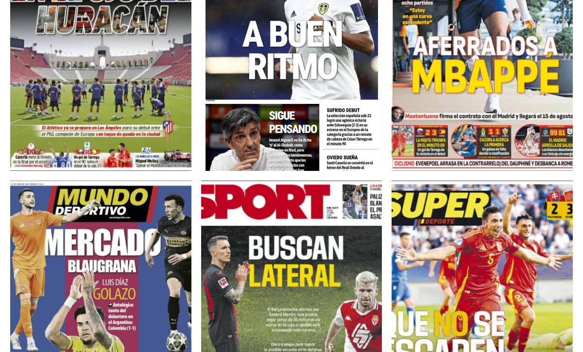 El arranque del Mundial de Clubes, la euforia del Oviedo, Junior Firpo, Imanol Alguacil ...así vienen las portadas de hoy