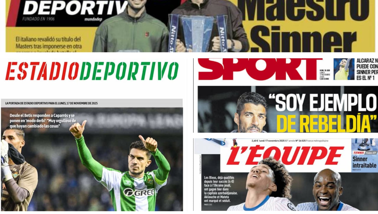 La NFL en España, los recuerdos de Luis Suárez, El Gran Derbi a la vuelta de la esquina... Así vienen las portadas del lunes 17 de noviembre de 2025