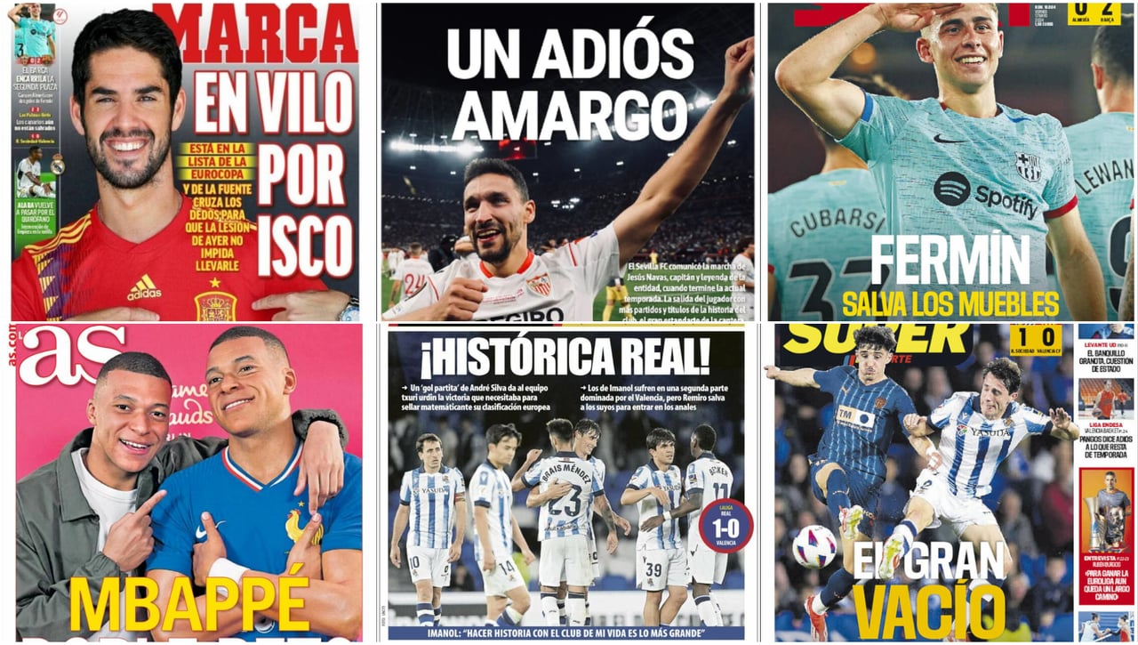 La lesión de Isco, el amargo adiós de Navas, la lucha por Europa y la Supercopa... Así vienen las portadas
