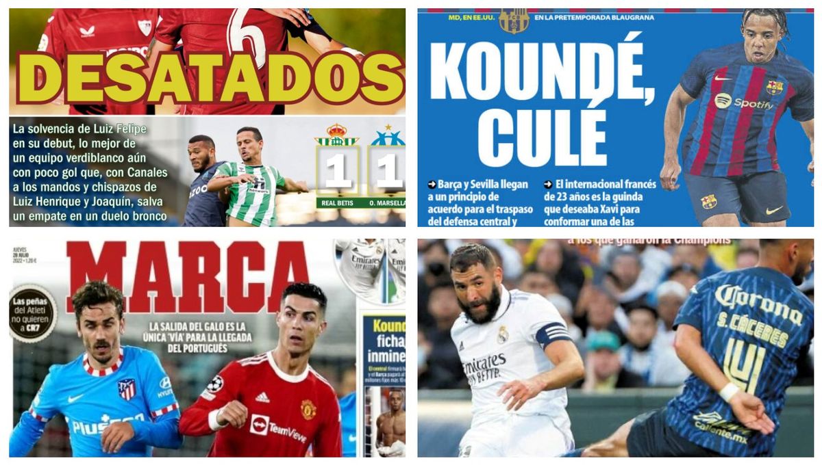 Los amistosos de Sevilla y Betis, Koundé, Cristiano Ronaldo... así llegan las portadas de este 28 de julio de 2022